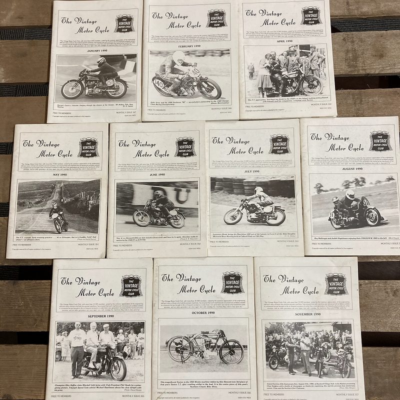 B2307 「THE OFFICIAL JOURNAL OF THE VINTAGE MOTOR CYCLE CLUB LTD.」1990  10冊セット　英国 旧車雑誌