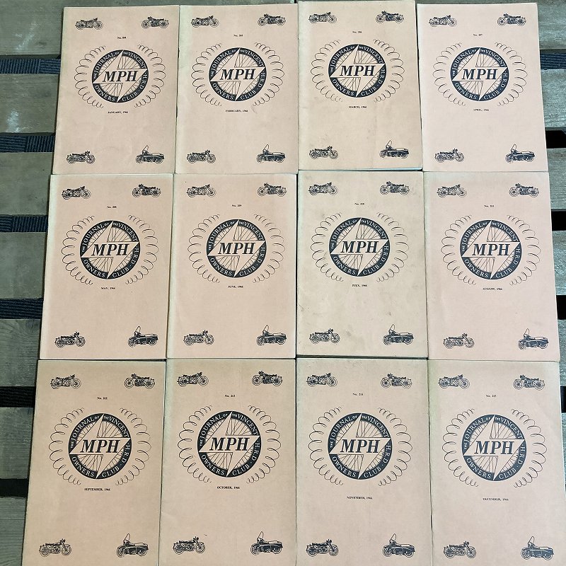 B2308 「MPH  VINCENT H.R.D OWNERS CLUB」1966  12冊セット　ビンセントオーナーズクラブ　英国 旧車雑誌