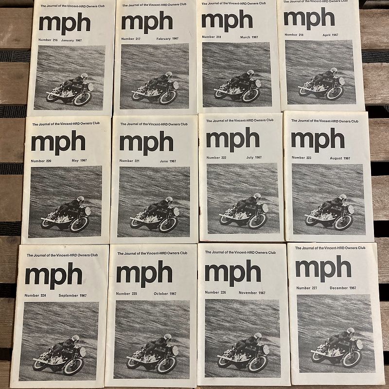B2309 「MPH  VINCENT H.R.D OWNERS CLUB」1967  12冊セット　ビンセントオーナーズクラブ　英国 旧車雑誌