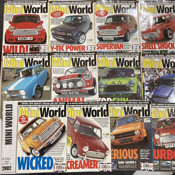 B2963　2002　12冊セット　「MINI WORLD」　ミニワールド　表紙破れあり　英国旧車雑誌