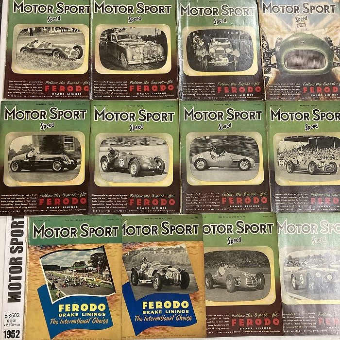 B3602　1952　12冊セット「MOTOR SPORT」モータースポーツ 英国旧車雑誌
