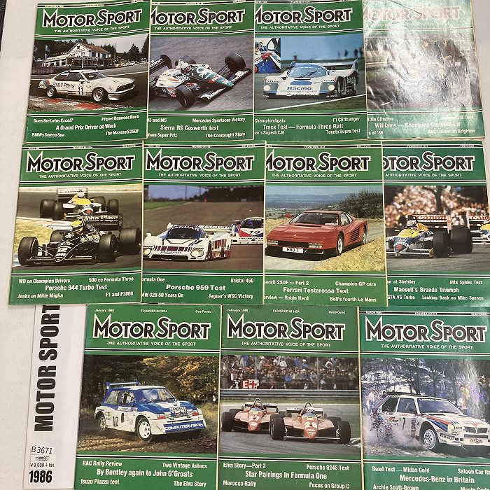 B3671　1986　11冊セット「MOTOR SPORT」モータースポーツ 英国旧車雑誌