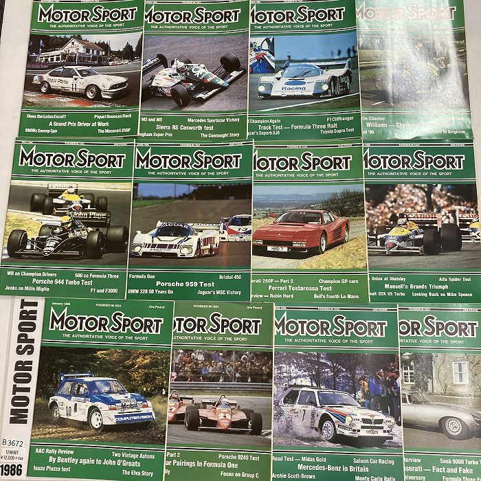 B3672　1986　12冊セット「MOTOR SPORT」モータースポーツ 英国旧車雑誌