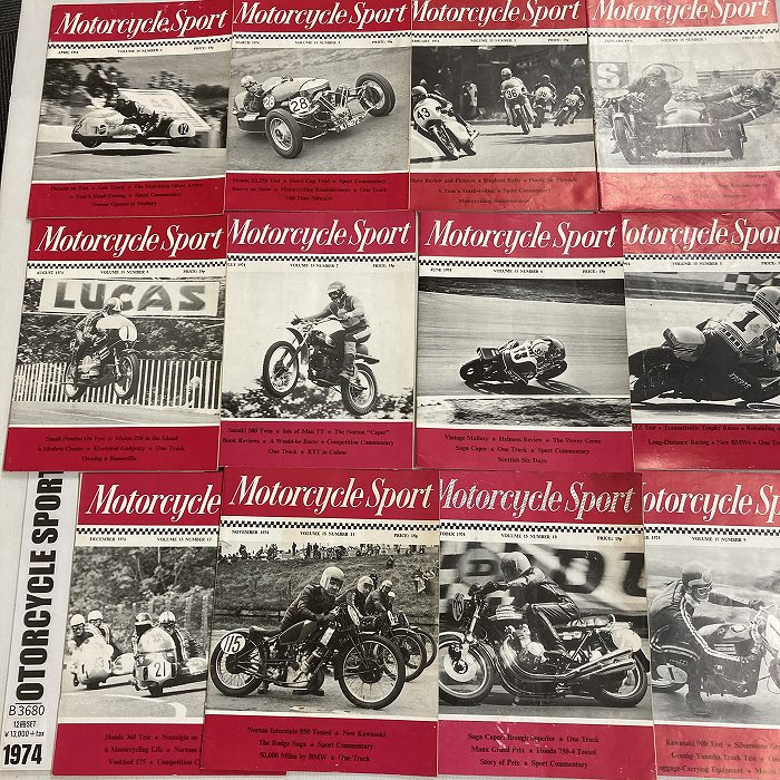 B3680　1974　12冊セット「MOTORCYCLE SPORT」モーターサイクルスポーツ 英国旧車雑誌