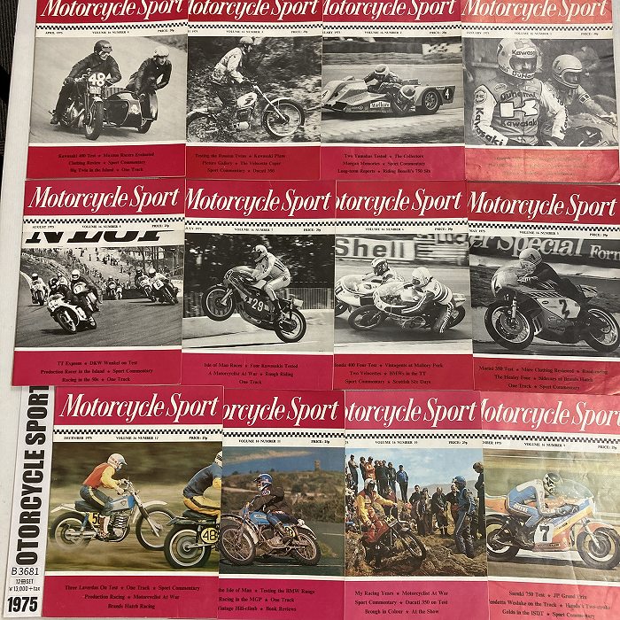 B3681　1975　12冊セット「MOTORCYCLE SPORT」モーターサイクルスポーツ 英国旧車雑誌