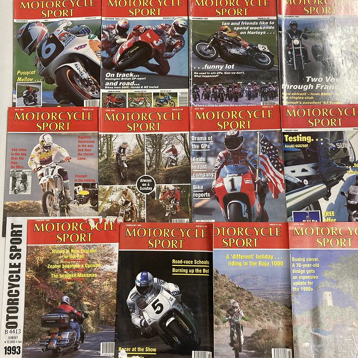 B4413　1993　12冊セット 「MOTORCYCLE SPORT」 モーターサイクルスポーツ 表紙汚れあり　英国 旧車雑誌