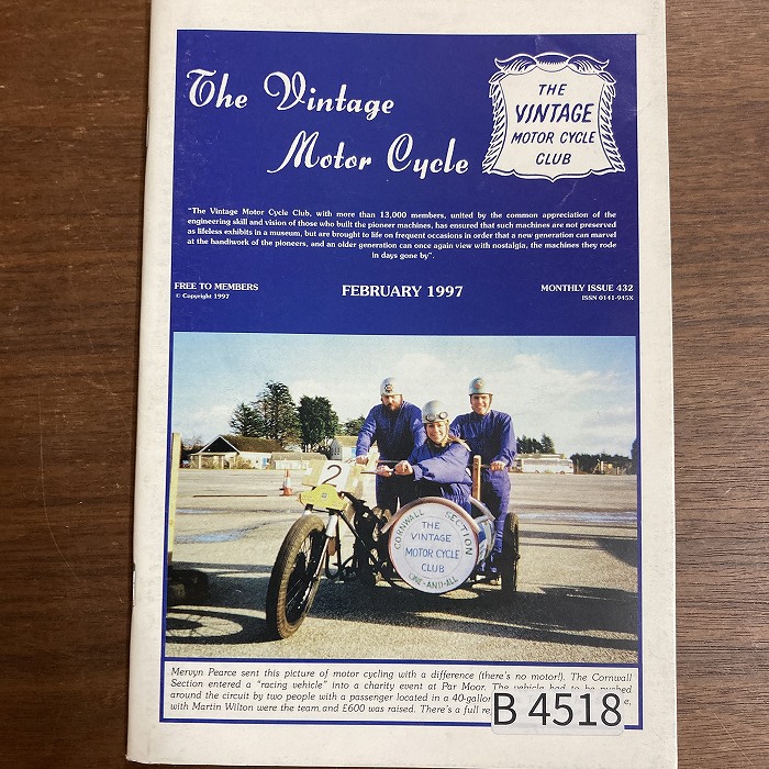 B4518「The Vintage Motor Cycle 1997」英国 モーターサイクル 会報誌