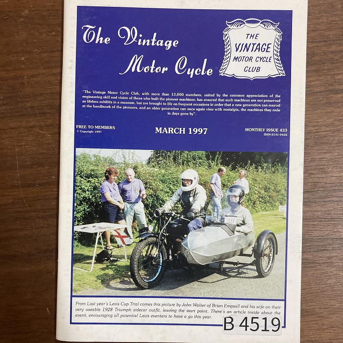 B4519「The Vintage Motor Cycle 1997」英国 モーターサイクル 会報誌