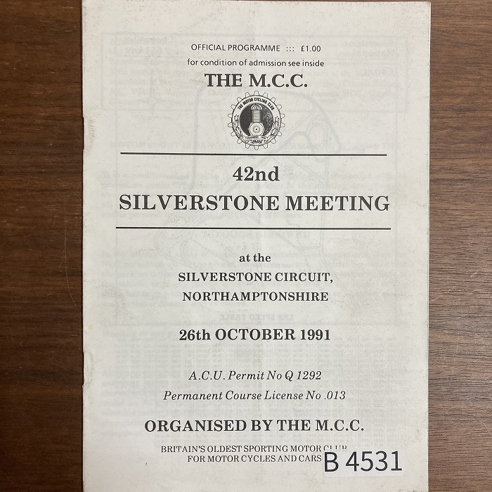 B4531「THE M.C.C 42nd SILVERSTONE MEETING 1991」英国 モーターサイクル 会報誌