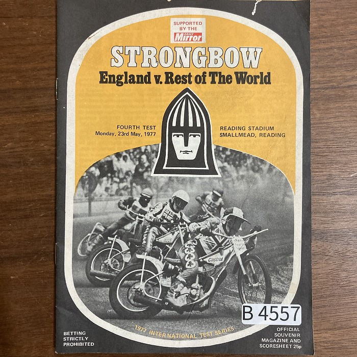 B4557「STRONGBOW England v.Rest of The World 1977」英国 モーターサイクル プログラム