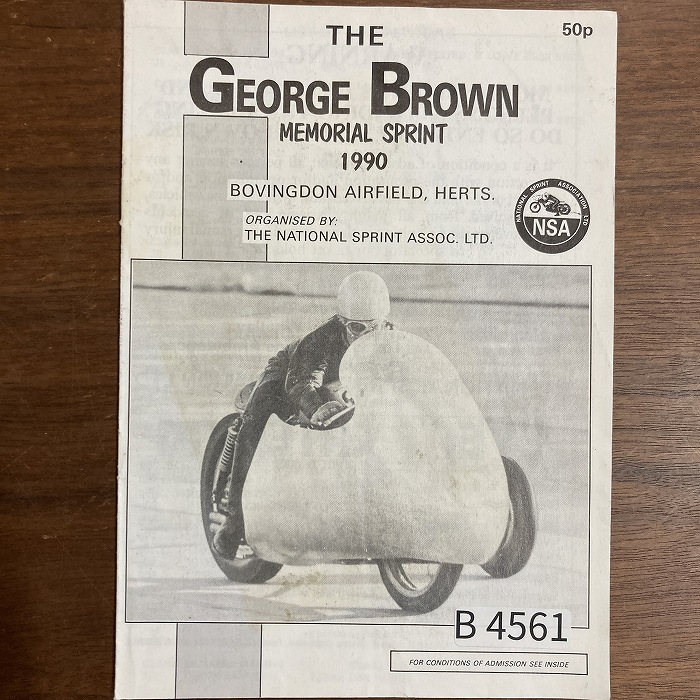 B4561「THE GEORGE BROWN MEMORIAL SPRINT 1990」英国 モーターサイクル プログラム