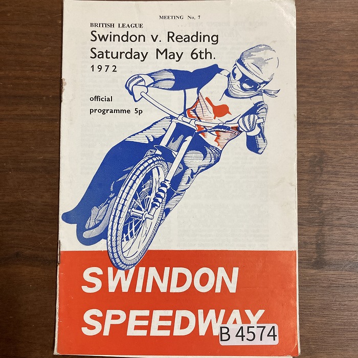 B4574「SWINDON SPEEDWAY Swindon v.Reading 1972」英国 モーターサイクル パンフレット