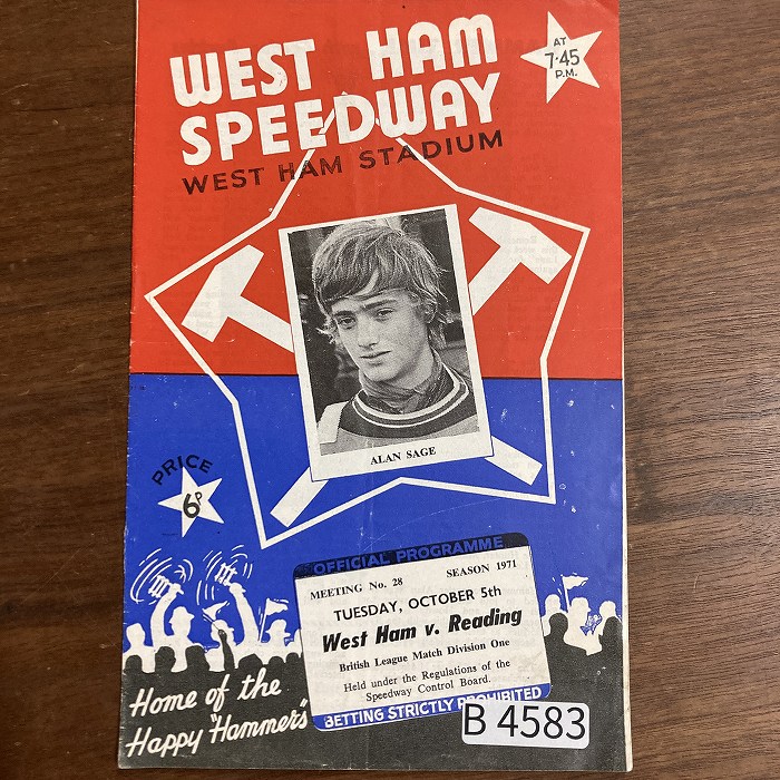 B4583「WEST HAM SPEEDWAY WEST HAM STADIUM 1971」英国 モーターサイクル パンフレット