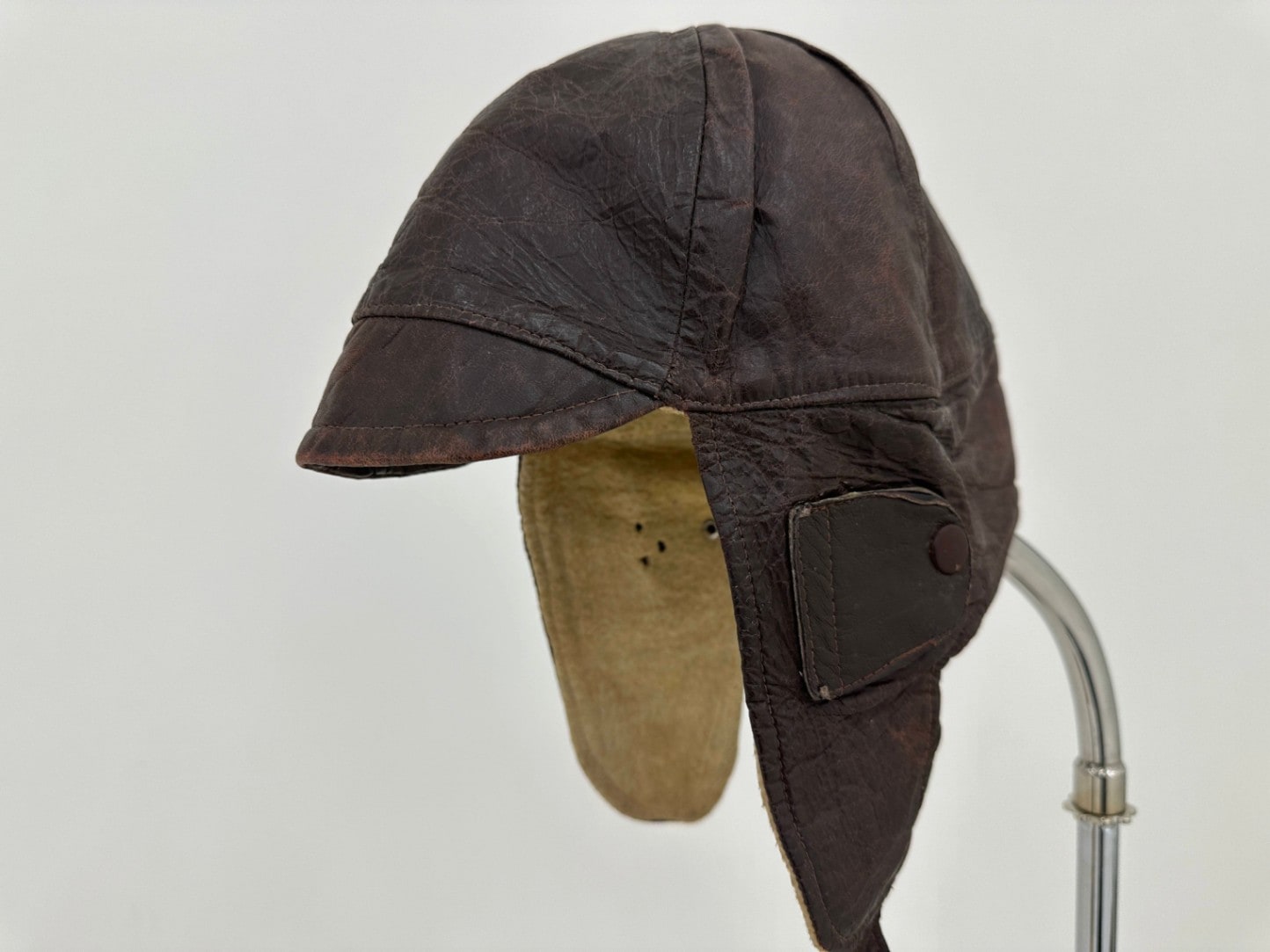 107975 フランス製　レザーキャップ　ヴィンテージ　インナーヘルメット　MADE IN FRANCE