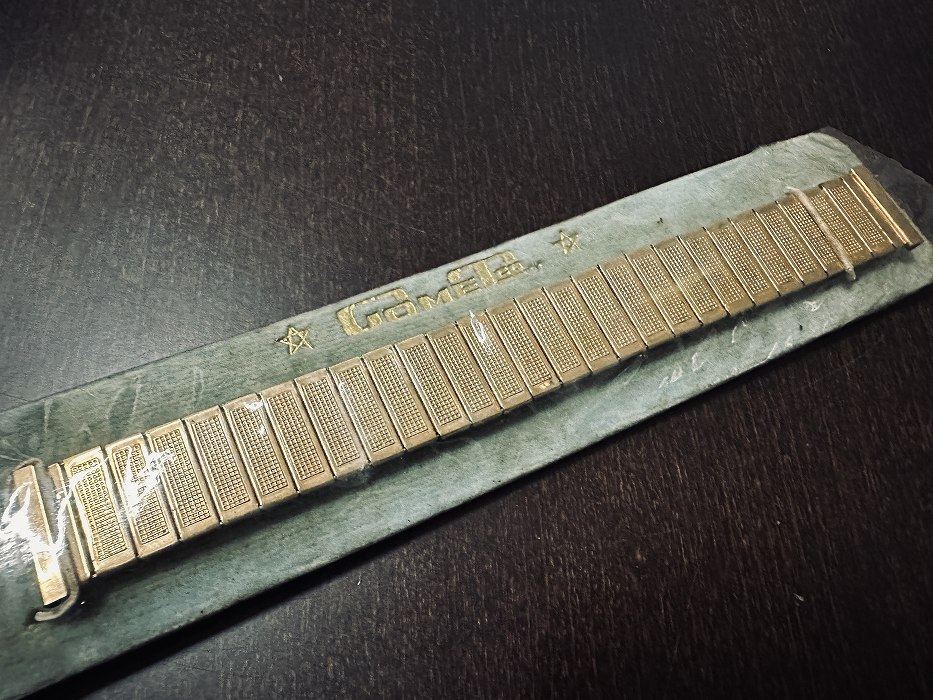 108054 腕時計ベルト 17mm 金張り 18KGF 1/10 SILVER900 金色 蛇腹 伸縮 DEAD STOCK