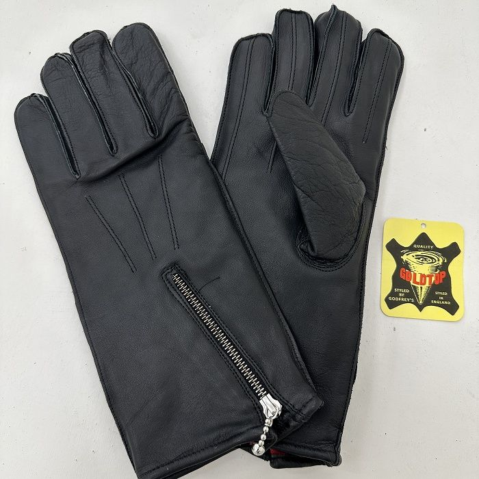 108079  英国製 GOLDTOP Ball Chain Zip LEATHER GLOVES  Lサイズ