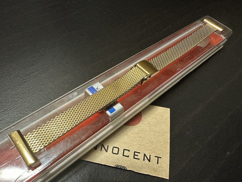 108178 LAMP 腕時計ベルト 15mm 金メッキ  金色 蛇腹  DEAD STOCK