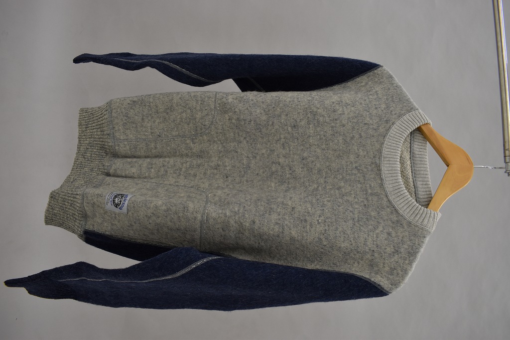 新品　「Jamieson」　ジャミーソンズ シェットランド  クルーネック ニット　100%Pure Real Shetland Wool　Crew MIX Blue×Gray