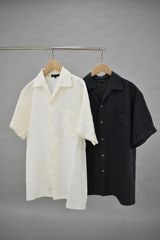 INNOCENT Original products　イタリアンカラーシャツ 半袖　COLOR : WHITE/RAF BLUE