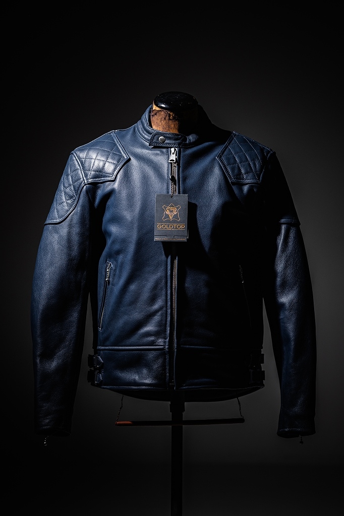 英国 「GOLDTOP」 「The '76 Cafe Racer Jacket」 レザージャケット COLOR：Midnight Blue　　送料無料