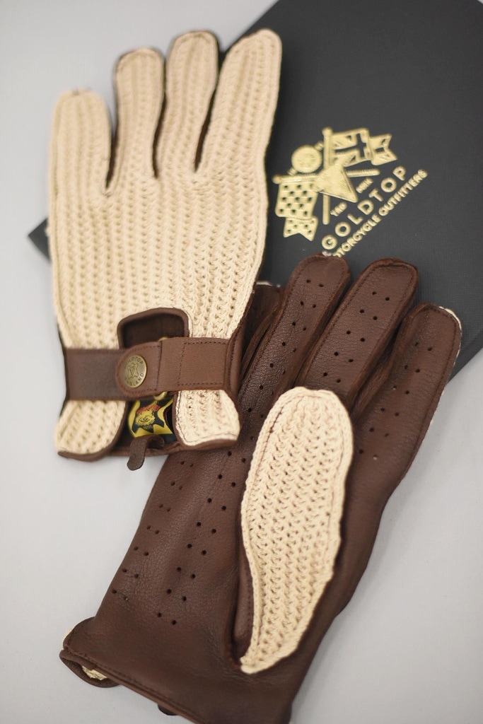 SL 英国 「GOLDTOP」 「Deerskin Leather String Back Driving Gloves」 LightBrown 鹿革ドライビンググローブ