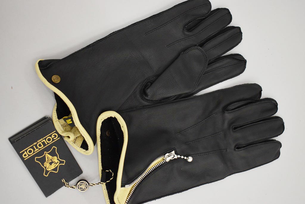 英国 「GOLDTOP」「Zipped Unlined Cafe Racer Gloves」 TanTrim 本革