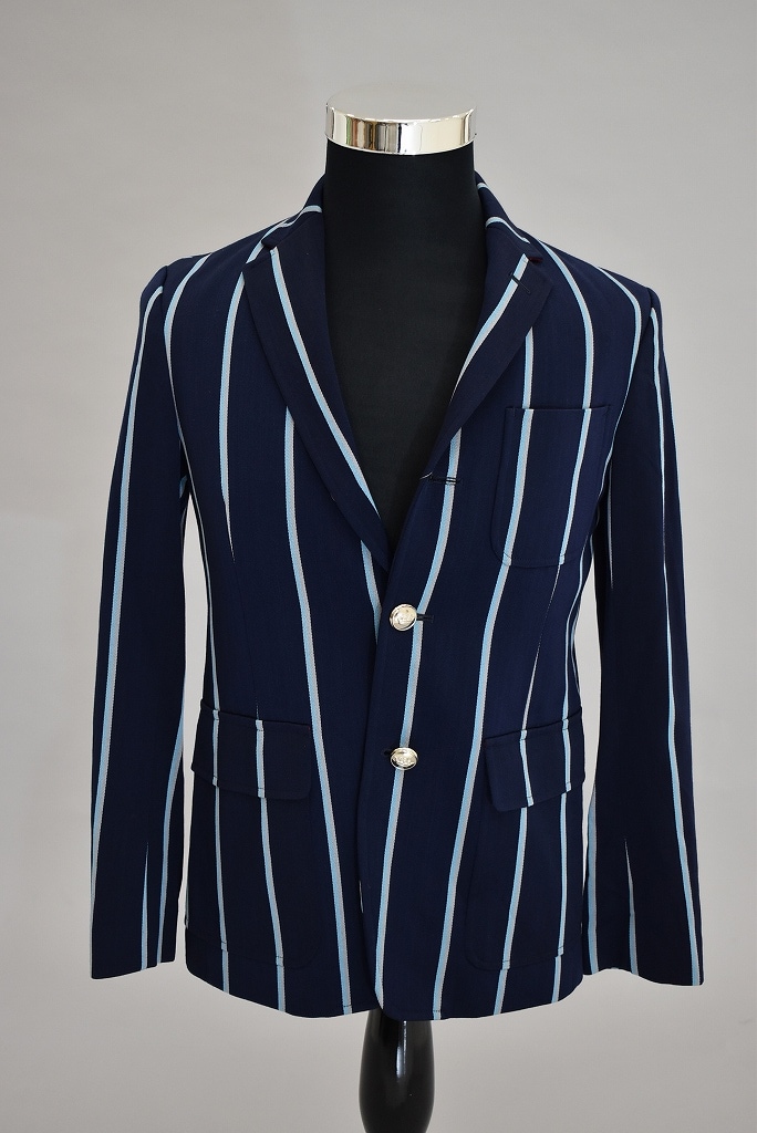 109101  【Raincheetah】ヴィンテージ レインチーター スクールジャケット MADE IN ENGLAND ネイビー x アイスブルー ストライプ