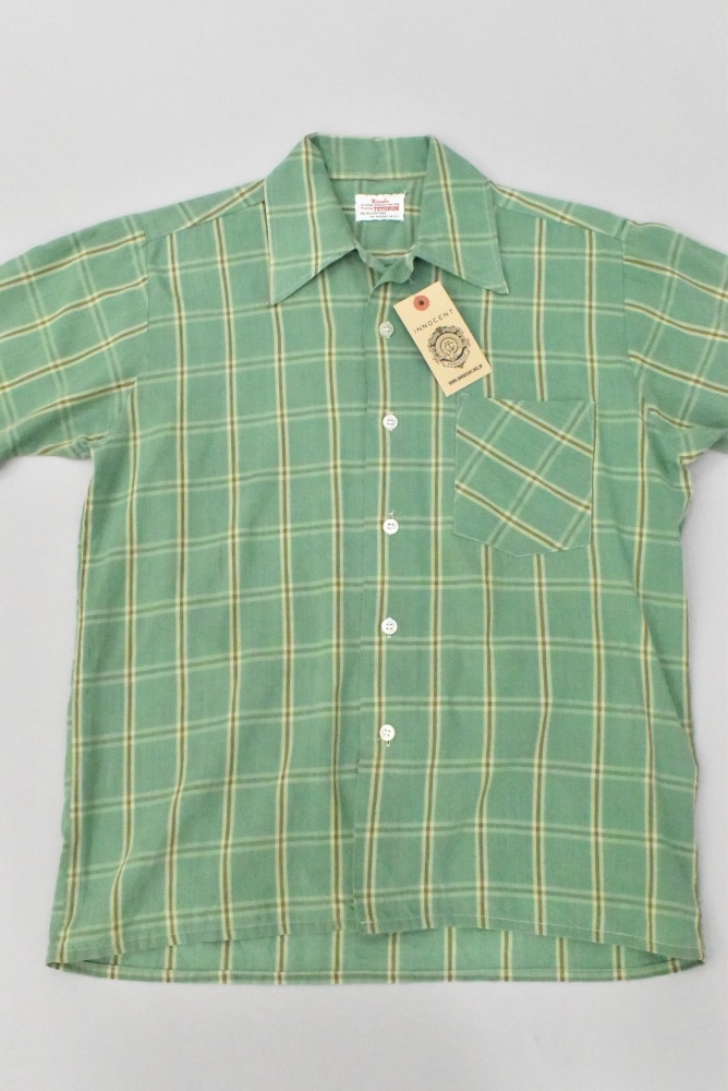 109286 「Kurabo」Toray TETORON  ヴィンテージ 半袖 チェックシャツ