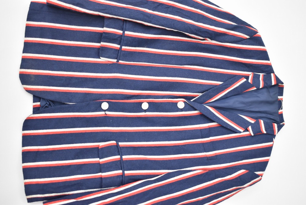 109231  [TA]ヴィンテージ スクールジャケット MADE IN ENGLAND ネイビー x レッド&ホワイト ストライプ