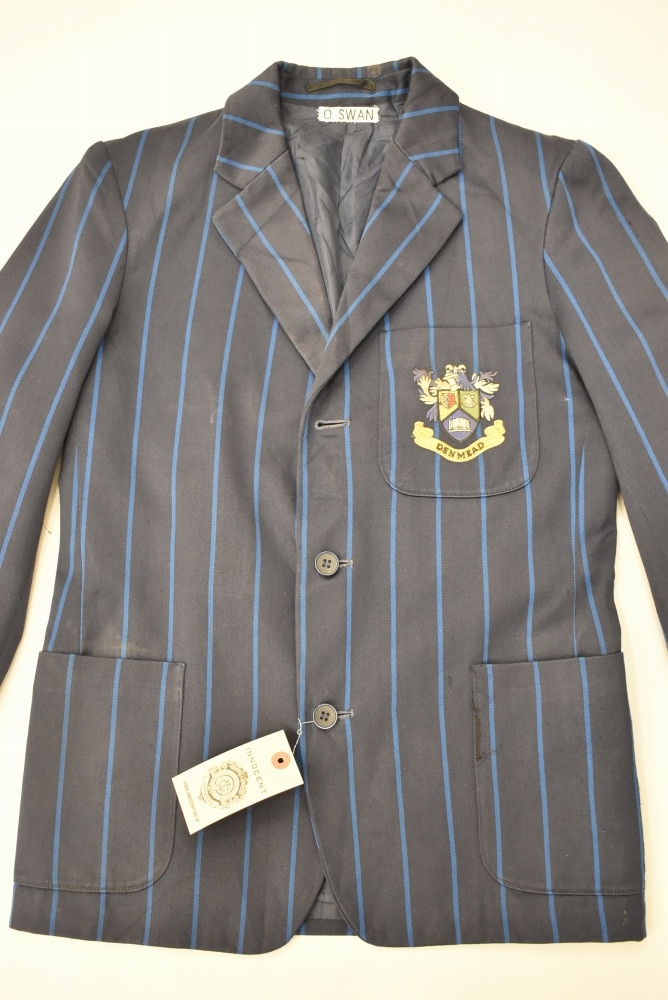 109244  [TA]ヴィンテージ スクールジャケット 「david LUKE」MADE IN ENGLAND ネイビー x ブルー ストライプ