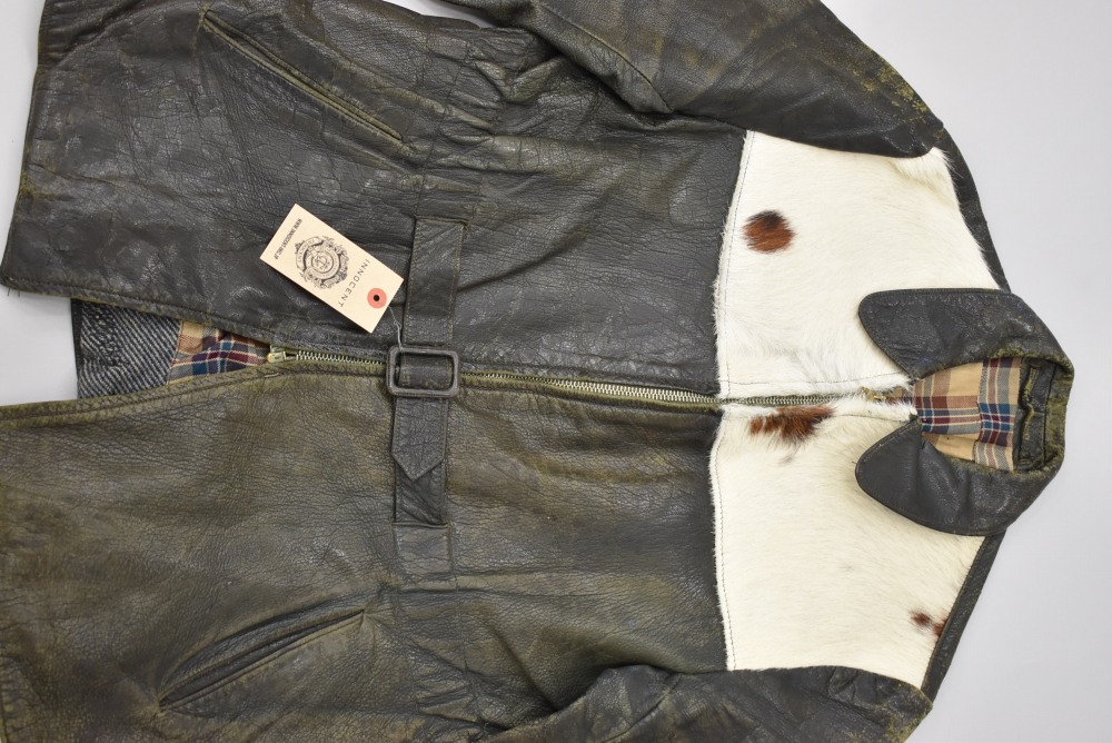 109361 ヴィンテージ 30s-40s ドイツ ハラコ 切り替え レザージャケット カーコート