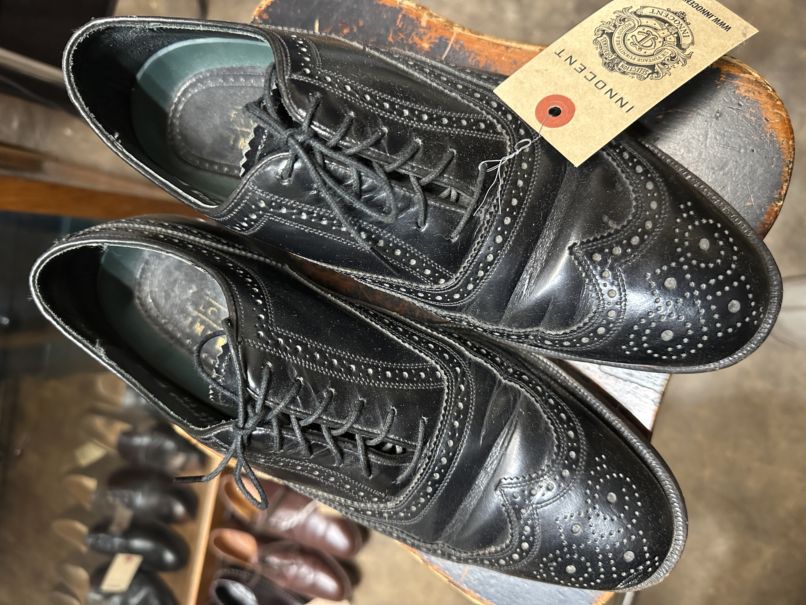 109815 「FLORSHEIM IMPERIAL」レザーシューズ  内羽根 WING TIP SIZE 9
