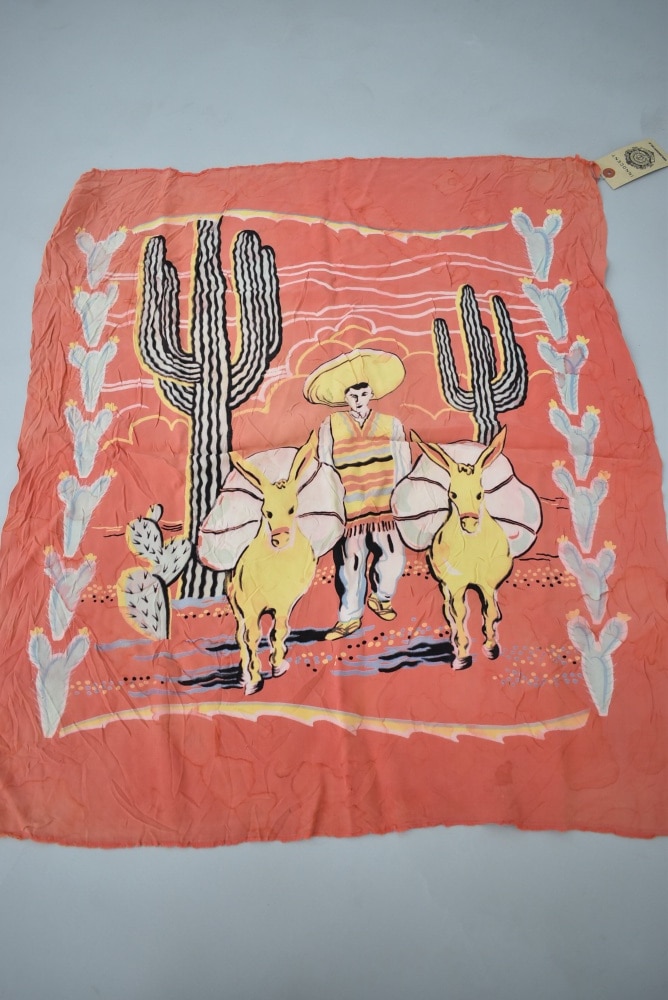 108830 ヴィンテージ 中判 スーベニア スカーフ  Souvenir scarf カウボーイ