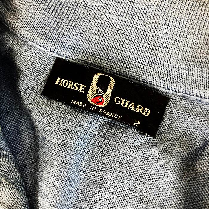 105919 ヨーロッパ ニットポロ シャツ 「HORSE GUARD」MADE IN FRANCE 虫食いあり