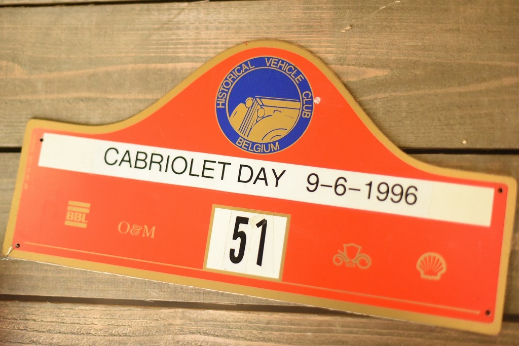 103759 HISTORICAL VEHICLE CLUB BELGIUM BELGIUM ラリープレート ヴィンテージカークラブ ナンバー 記念プレート クラシックカー