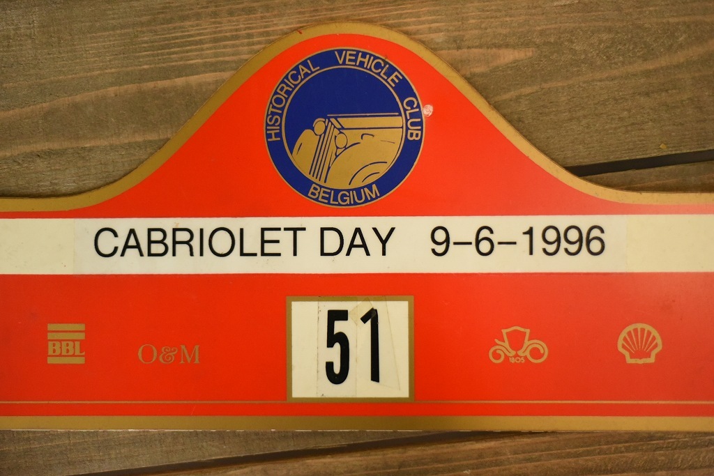 103759 HISTORICAL VEHICLE CLUB BELGIUM BELGIUM ラリープレート ヴィンテージカークラブ ナンバー 記念プレート クラシックカー