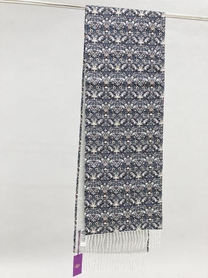108324 英国 「SO COSY」　「Liberty Fabric Scarf 」　100％ベビーアルパカウール COLOR： Silver Grey & flower