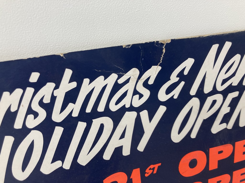 108492「Christmas & New Year HOLIDAY OPENING」Business hours ガレージ 看板 店舗什器