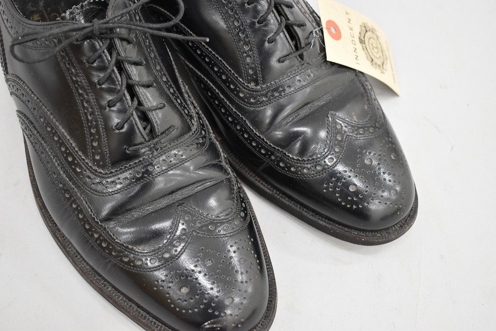 109815 「FLORSHEIM IMPERIAL」レザーシューズ  内羽根 WING TIP SIZE 9