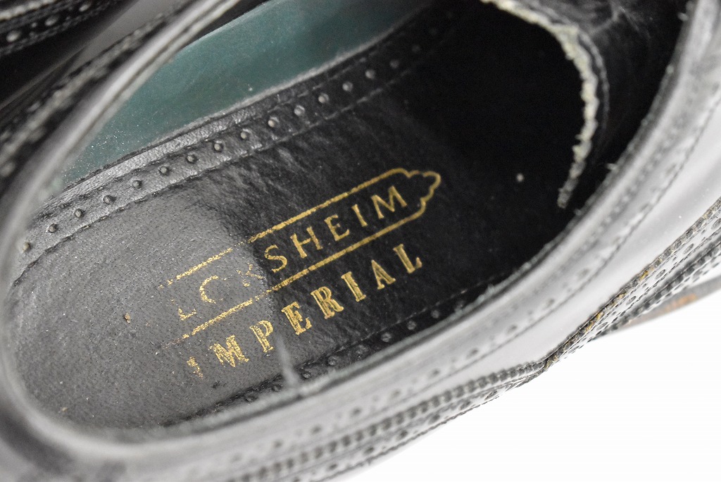 109815 「FLORSHEIM IMPERIAL」レザーシューズ  内羽根 WING TIP SIZE 9