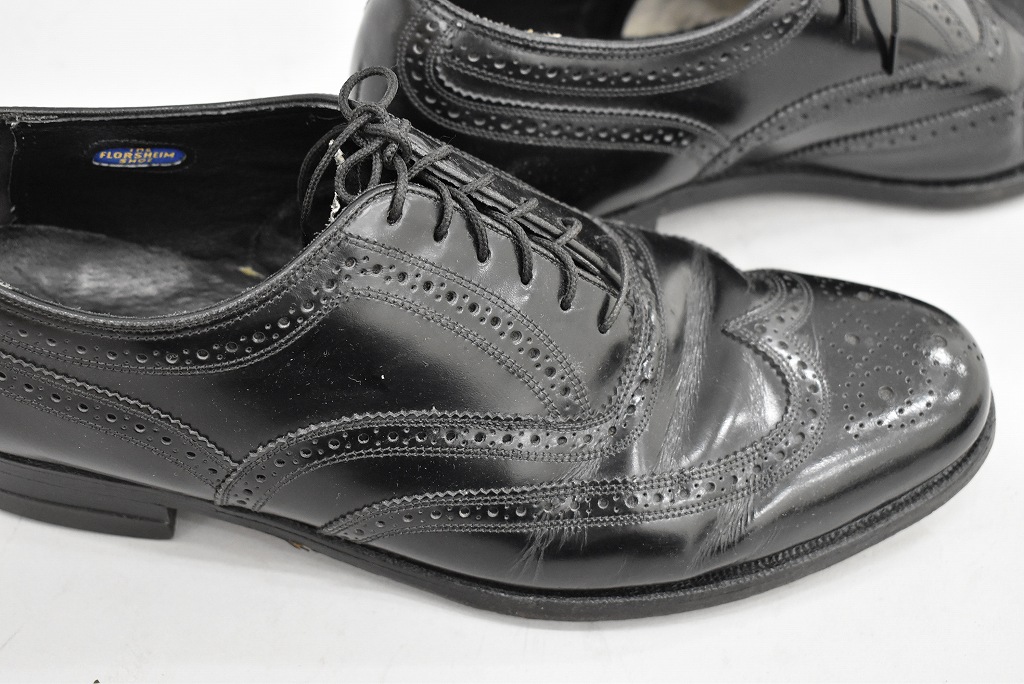 109811 「FLORSHEIM」レザーシューズ  内羽根 WING TIP SIZE 9