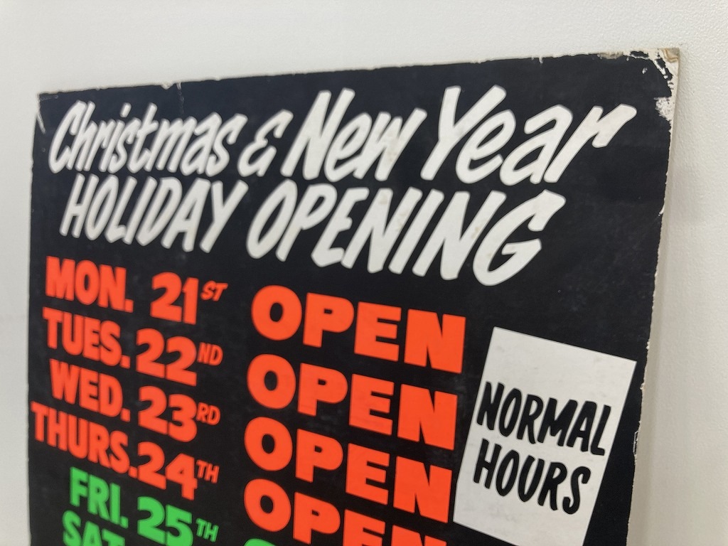 108494「Christmas & New Year HOLIDAY OPENING」Business hours ガレージ 看板 店舗什器