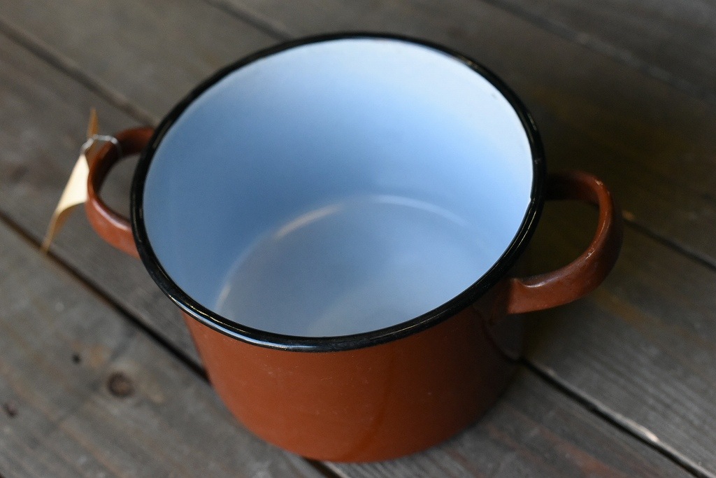 103843 ヴィンテージ ホーロー製　ミルクパン　ホットポット　鍋　MADE IN ENGLAND　英国