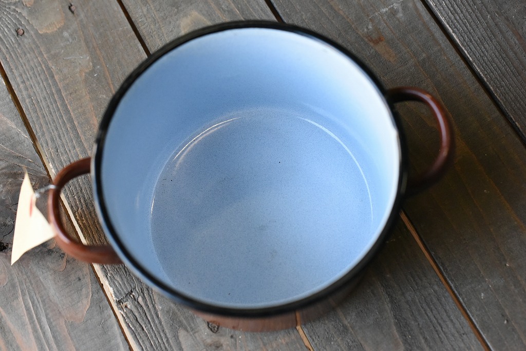 103843 ヴィンテージ ホーロー製　ミルクパン　ホットポット　鍋　MADE IN ENGLAND　英国