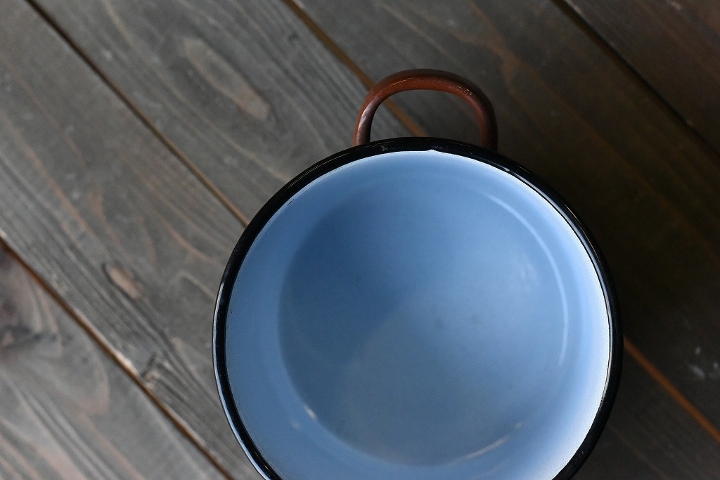 103843 ヴィンテージ ホーロー製　ミルクパン　ホットポット　鍋　MADE IN ENGLAND　英国