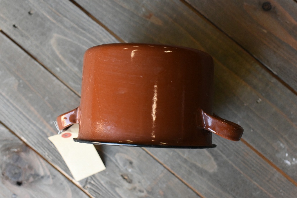 103843 ヴィンテージ ホーロー製　ミルクパン　ホットポット　鍋　MADE IN ENGLAND　英国