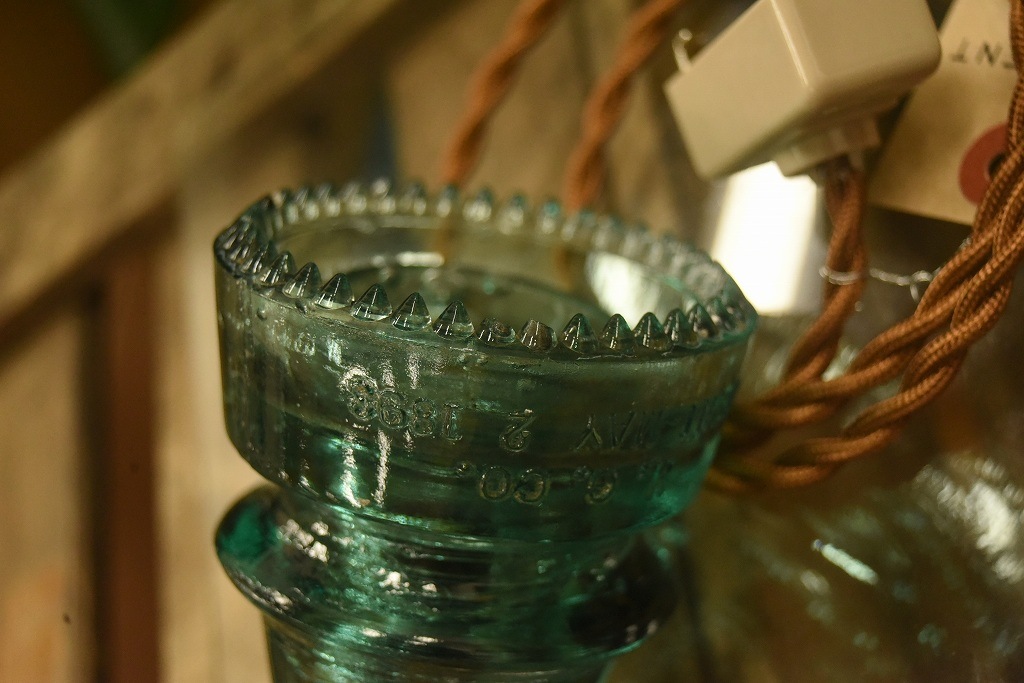 104790 インダストリアル　ガラスインシュレーター　ランプ　照明　USA　　碍子　i009