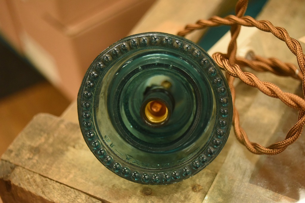 104796 インダストリアル　ガラスインシュレーター　ランプ　照明　USA　　碍子　i009