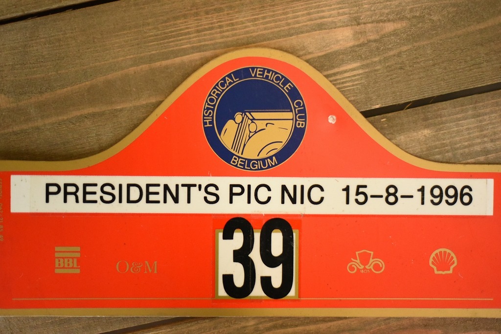 103752 HISTORICAL VEHICLE CLUB BELGIUM BELGIUM　ラリープレート　ヴィンテージカークラブ　ナンバー　記念プレート　クラシックカー