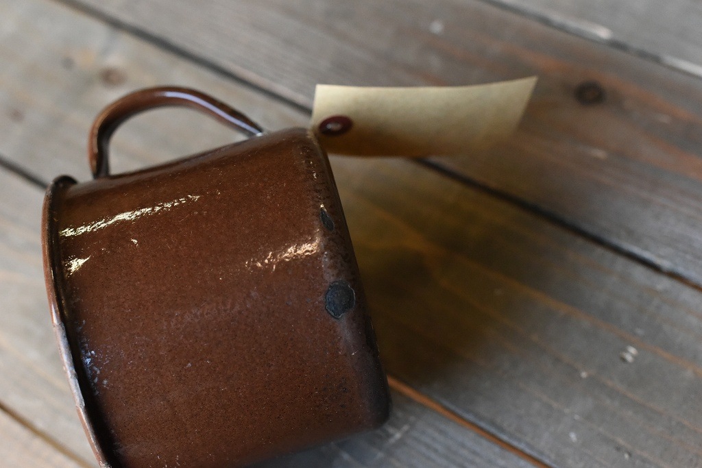 103834 ヴィンテージ ホーロー製　ミルクパン　ビックマグカップ　MADE IN ENGLAND　英国